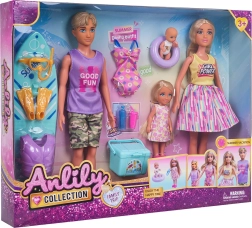 Šeimos paplūdimio rinkinys su lėlėmis ir priedais