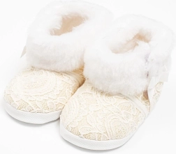 Kūdikių žieminiai nėriniuoti aulinukai New Baby, smėliniai (3–6 mėn.)