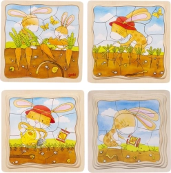 Wooden layered puzzle vegetable bed – carrot growth (goki)