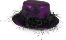 Mini Hat Purple with Black Flower and Spiders