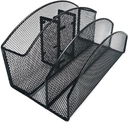 Metal Desk Organizer, 5 Compartments, Black