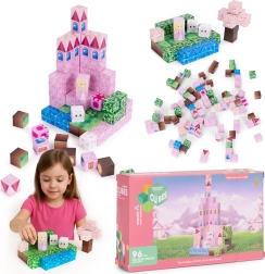 Magnetinės statybinės kaladėlės 96 vnt. – rožinė princesės pilis