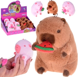 Cute capybara mini plush keychain with watermelon 10 cm