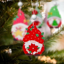 Set of wooden Christmas gnome decorations, 12 pcs