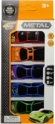 Penkių mažų žaislinių automobiliukų rinkinys
