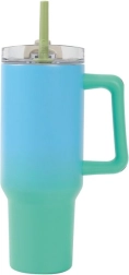 Didelis termopuodelis su šiaudeliu – žalias, 1200 ml