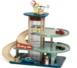 Medinė daugiaaukštė CLASSIC WORLD stovėjimo aikštelė su automobiliu, sraigtasparniu, plovykla ir degaline