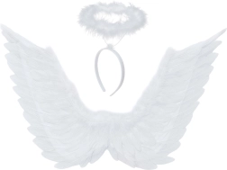Ruhhy angelo sparnai su aureole, balti 46 × 48 cm – 1 vnt.