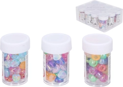 Spalvoti plastikiniai karoliukai tūbelėje