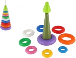 Ryškiaspalvė dėliojama piramidė su žiedais