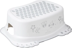 Vaikiškas neslystantis vonios laiptelis su pelėdos motyvu, baltas