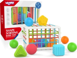 Woopie Baby elastingas sensorinis kubas rūšiuoklis vaikams spalvotos formos