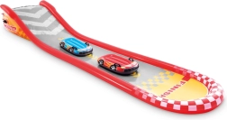 Pripučiama lenktynių trasa su čiuožykla ir plūdėmis