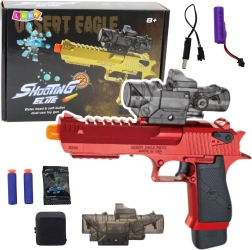 Elektrinis vaikiškas gelinių kamuoliukų ir putplasčio strėlyčių pistoletas – raudonas