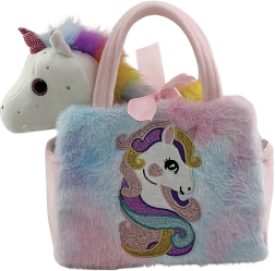 Plush unicorn handbag with a star