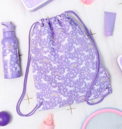 Kids’ sports drawstring backpack with unicorns and rainbow A LITTLE LOVELY COMPANY
