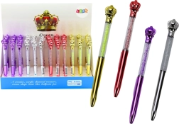 Tušinukas su karūnėle ir blizgančiais akmenėliais, mėlynas rašalas 0,7 mm, spalvų miksas