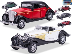 Metalinis senovinio automobilio modelis su atbuline eiga