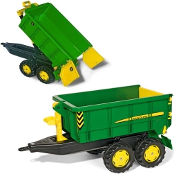 Didelė dviejų ašių išverčiama priekaba JOHN DEERE, skirta Rolly Toys traktoriams