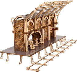 Ugears 3D medinė mechaninė dėlionė HARRY POTTER – traukinių peronas