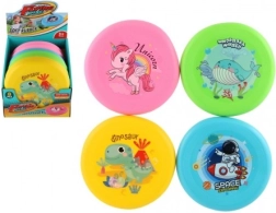 Silikoninis skraidantis lėkštelė vaikams 18 cm – 4 spalvingi motyvai