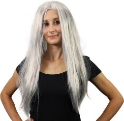 Silver witch wig with long hair