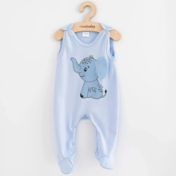Baby cotton footed romper New Baby Happy Elephant blue 56 (0–3 m)