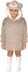 Šildantis džemperio tipo pledas su gobtuvu „Meškiukas“ vaikams 3–6 m. Cozy Noxxiez
