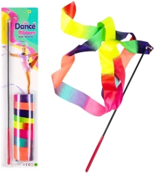 Spalvota gimnastikos juostelė su lazdele šokiui ir gimnastikai