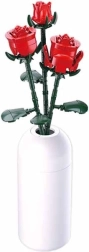 Sluban raudona rožė vazoje – Flowers konstruktorius