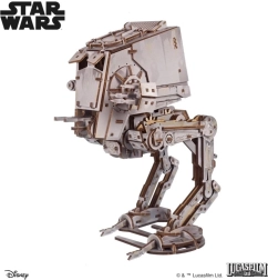 Ugears 3D medinis mechaninis dėlionės modelis AT-ST vaikštynė STAR WARS 1:36