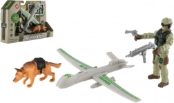 Karinis žaidimų rinkinys su dronu, kareiviu ir šunimi