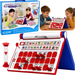Spėjimo stalo žaidimas Guess Who su dėklu ir smėlio laikrodžiu (žaidimas laikui)