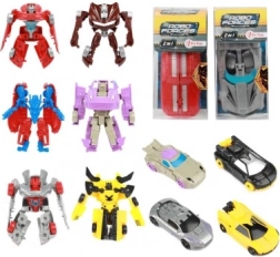 Transformuojamas automobilis į robotą 10 cm plastikinėje dėžutėje