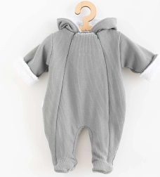 Kūdikių žieminis kombinezonas su gobtuvu NEW BABY Frosty, pilkas, dydis 62 (3–6 mėn.)