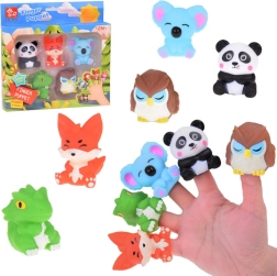 Guminės pirštininės ZOO gyvūnėlių lėlės – 5 figūrėlių rinkinys