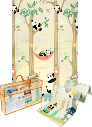 Didelis sulankstomas XPE putų mokomasis kilimėlis 120 × 180 cm – panda gyvūnėliai