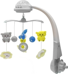 Lovytėms skirtas karuselės žaislas su šviesos projektoriumi Baby Mix, pilkas