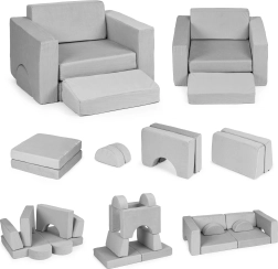 Modulinė vaikiška kėdutė su 8 pagalvėmis ECOTOYS – pilka