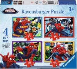 Vaikiškos dėlionės Disney Spider-Man 4 viename – 12, 16, 20 ir 24 dalių, 19×14 cm