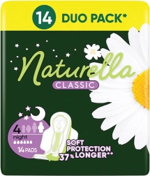Naturella Classic higieniniai įklotai Night su sparneliais 14 vnt.