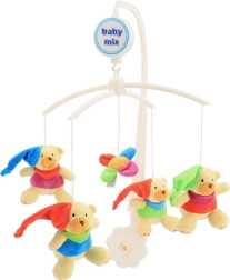 Lovytėms skirtas Baby Mix karuselė su meškučiais su kepuraitėmis