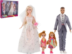 Bride, Groom and Children Doll Set