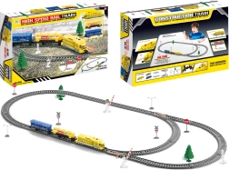 Didelis elektrinis traukinio bėgių rinkinys su šviesa ir vagonais CONSTRUCTOR TRAIN