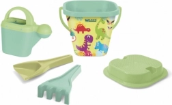 RePlay smėlio žaidimų rinkinys „Dinozaurai“ – plastikinis kibirėlis su priedais tinklelyje