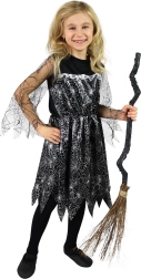 Children's Witch Costume with Cobweb Pattern