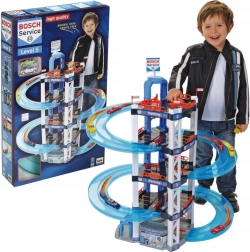 XXL BOSCH Service 5 aukštų 85 cm garažas–parkavimo namas nuo Klein + 2 mašinėlės