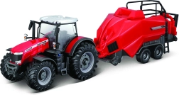 Traktoriaus modelis Massey Ferguson 8740S su ritinių presu