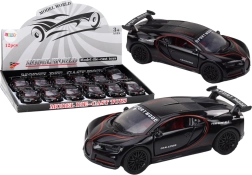 Metal sports car 1:32 with figure and spoiler, black, lights and sounds