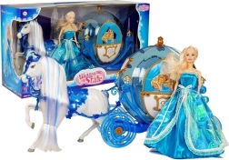 Doll with Carriage and Combable Horse – Blue Set